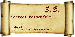 Sarkadi Balambér névjegykártya